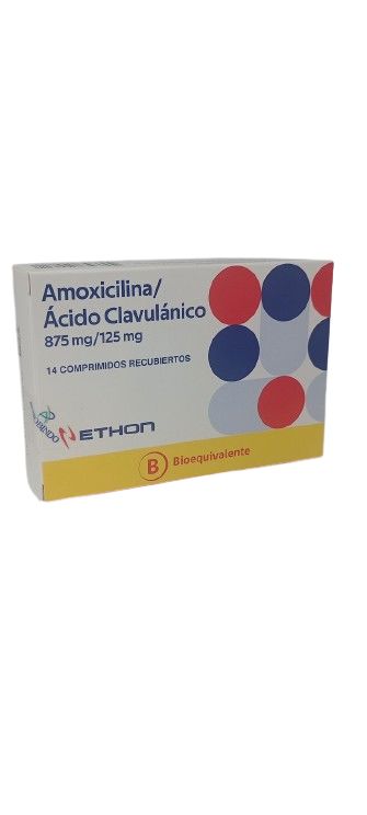 Amoxicilina + Ác. Clavulánico 875 mg / 125 mg x 14 comprimidos. Ethon
