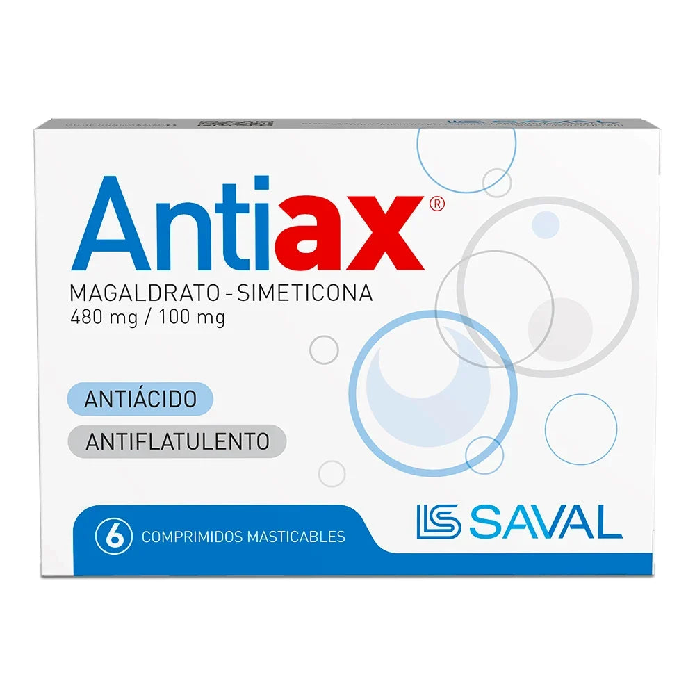 Antiax Antiácido 480 mg x 6 comprimidos masticables.