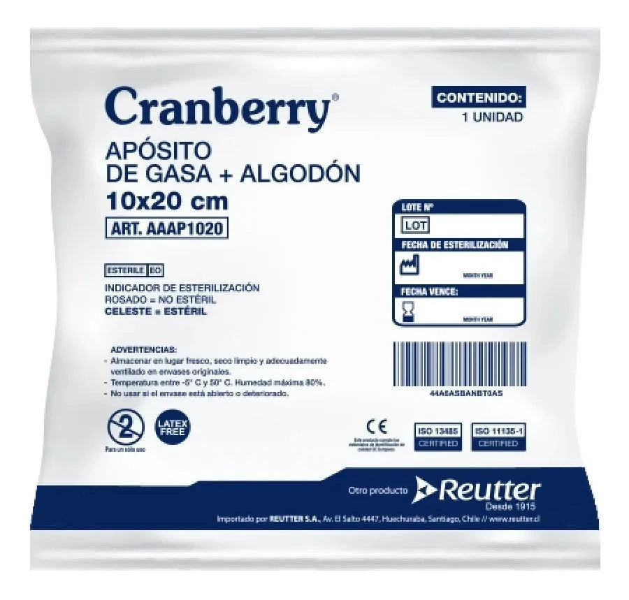 Aposito de gasa no tejida 10x20 cm Cranberry 1 unid REUTTER
