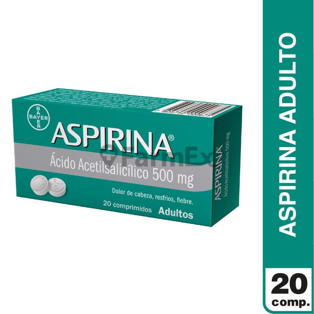 Aspirina 500 mg x 20 comprimidos.
