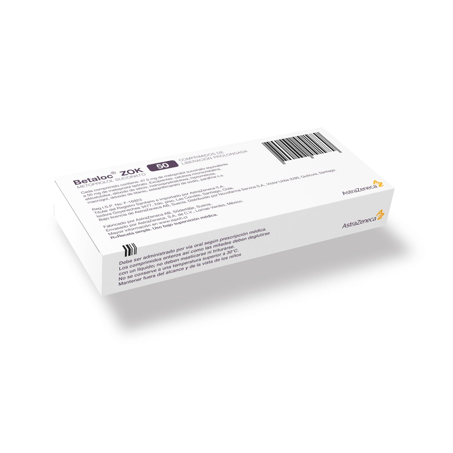 Betaloc Zok 50 mg x 30 comprimidos. Farmex-Fonasa