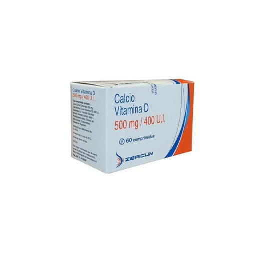Calcio y Vitamina D 500 mg / 400 U.I. x 60 comp "Ley Cenabast" Zericum