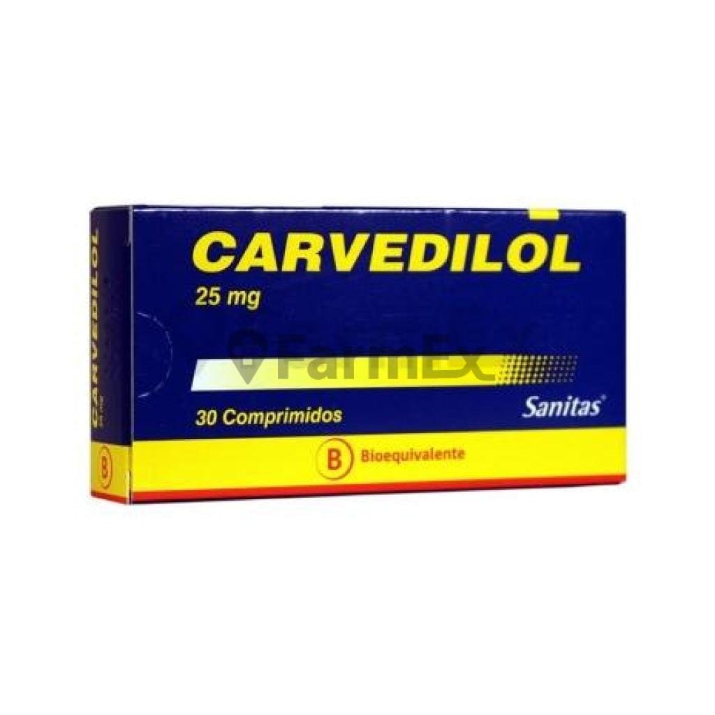 Carvedilol 25 mg x 30 comprimidos Farmex-Pluxee-Persistente