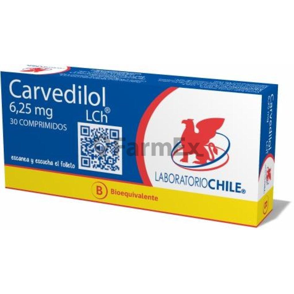 Carvedilol 6,25 mg x 30 comprimidos.