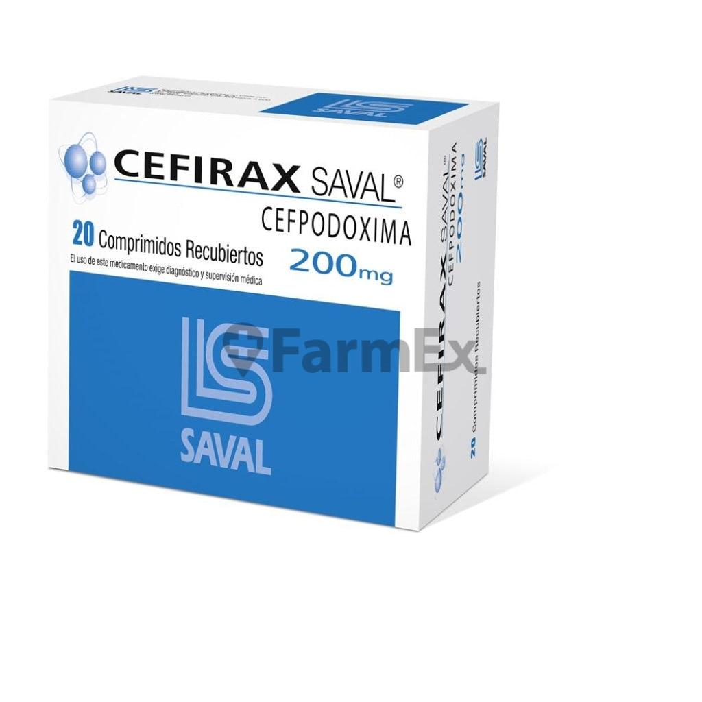 Cefirax Cefpodoxima 200 mg x 20 comprimidos.
