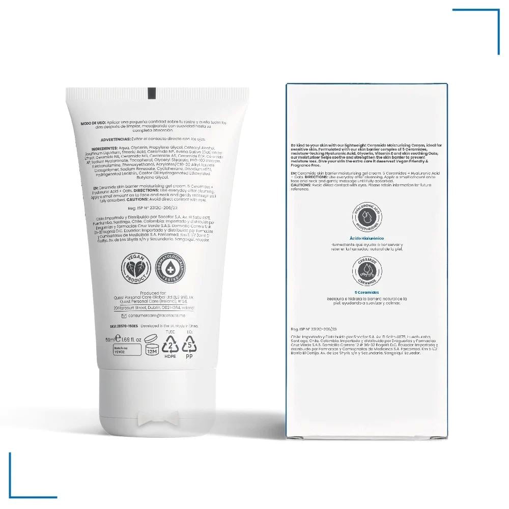 CERAMIDE Crema Gel facial Hidratante 50 mL Facefacts