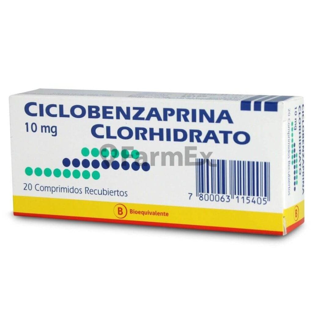 Ciclobenzaprina 10 mg x 20 comprimidos Farmex-Fonasa-Persistente