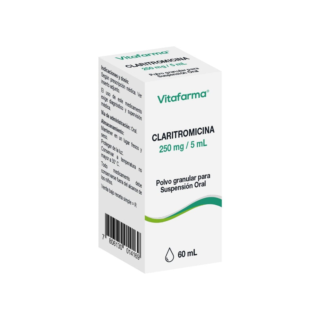 Claritromicina Polvo Granular Suspensión Oral 250 mg / 5 mL x 60 mL
