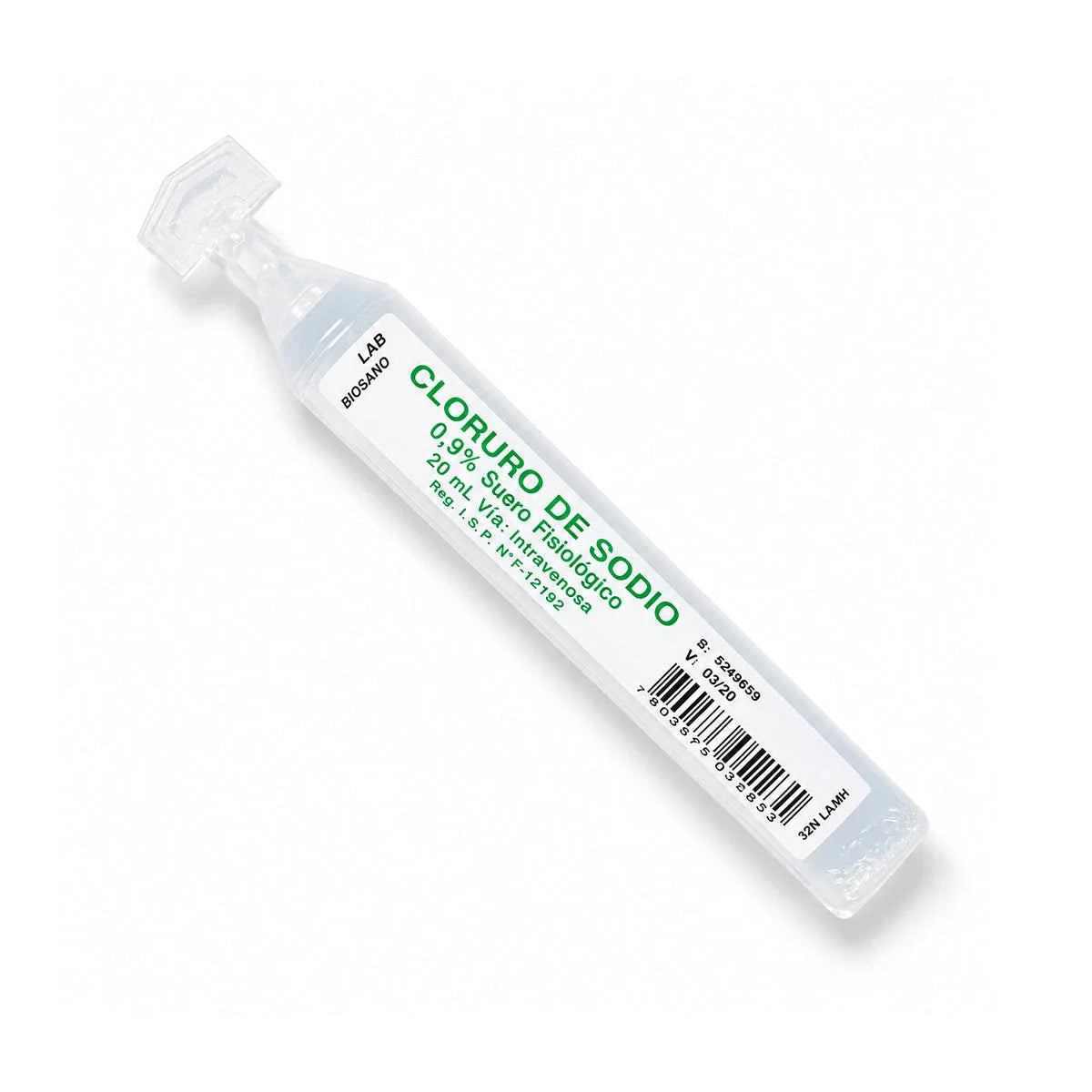 Cloruro de Sodio 0,9% x 20 mL.