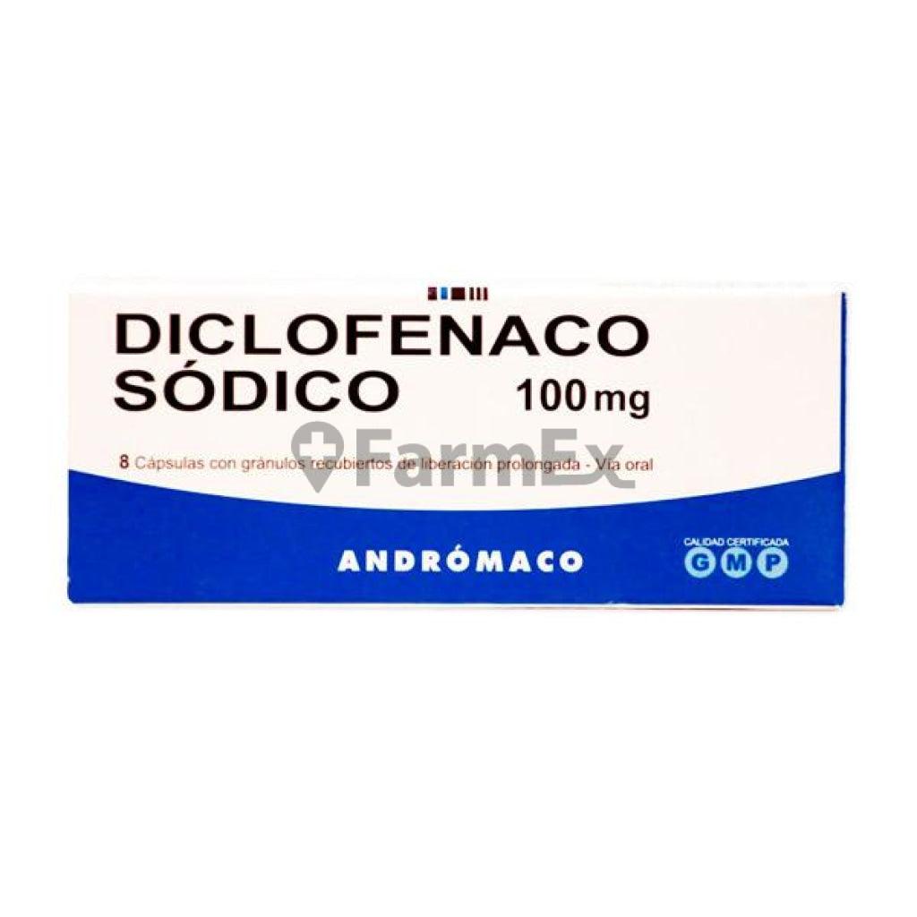 Diclofenaco Sódico 100 mg x 8 cápsulas Liberación Prolongada.