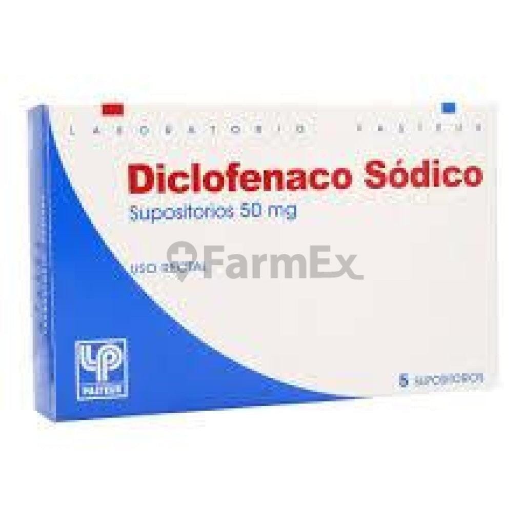 Diclofenaco Sódico 50 mg x 5 Supositorios Farmex-Fonasa-Persistente
