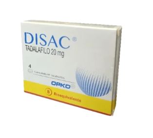 Disac Tadalafilo 20 mg x 4 comprimidos recubiertos.