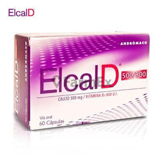 ELCAL D 500 / 800 mg Calcio + Vit. D3 x 60 cápsulas Farmex-VidaTres-Persistente