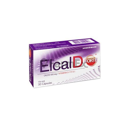 Elcal D Forte 450 mg x 30 cápsulas Farmex-VidaTres-Persistente