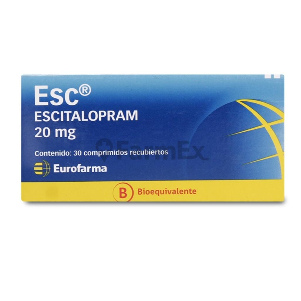 Esc Escitalopram 20 mg x 30 comprimidos susc-1 de 2 meses Farmex-Suscripciones-Persistente