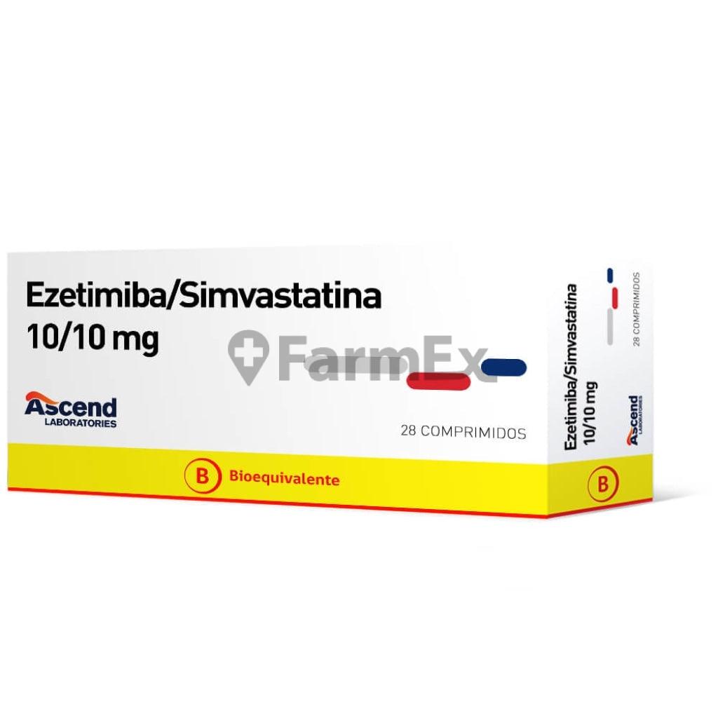 Ezetimiba 10 mg / Simvastatina 10 mg x 28 comprimidos.