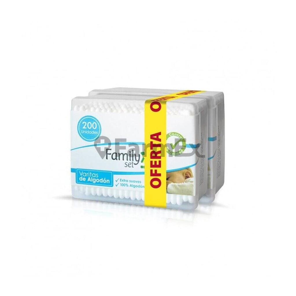 Family set Varitas de algodón oferta 2 x 200 unidades Farmex-Pluxee-Persistente