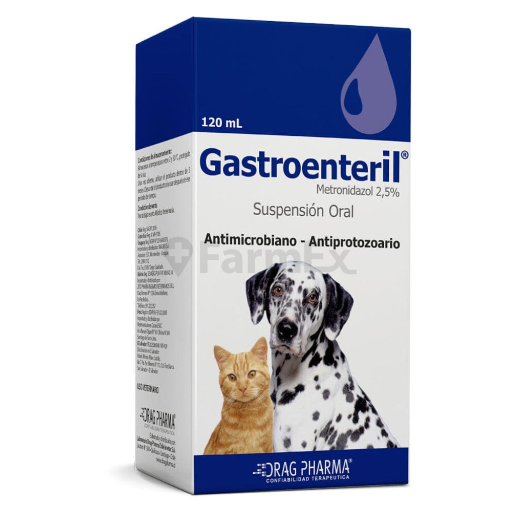 Gastroenteril® Suspensión Oral 2,5% x 120 mL Antimicrobiano – Antiprotozoario para Perros y Gatos Drag Pharma