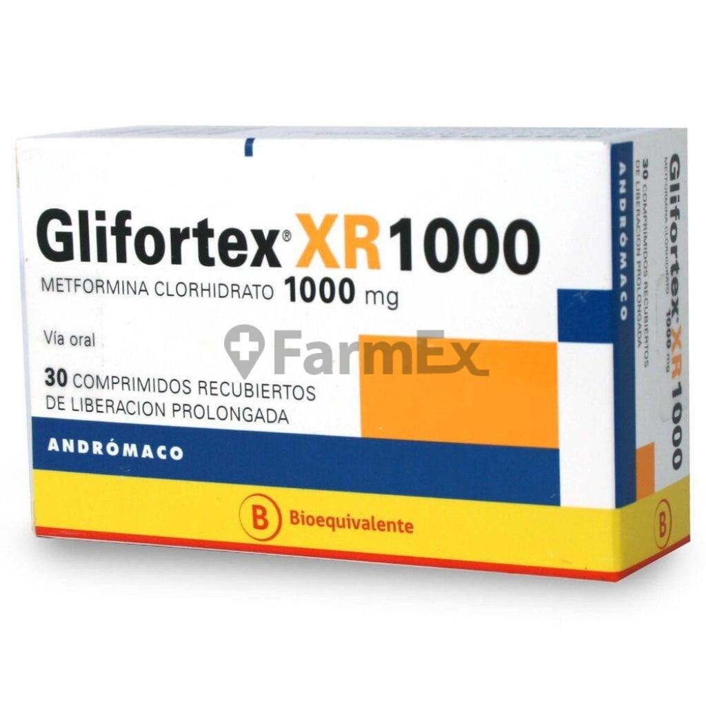 Glifortex XR Metformina 1000 mg x 30 comprimidos de Liberación Prolongada.