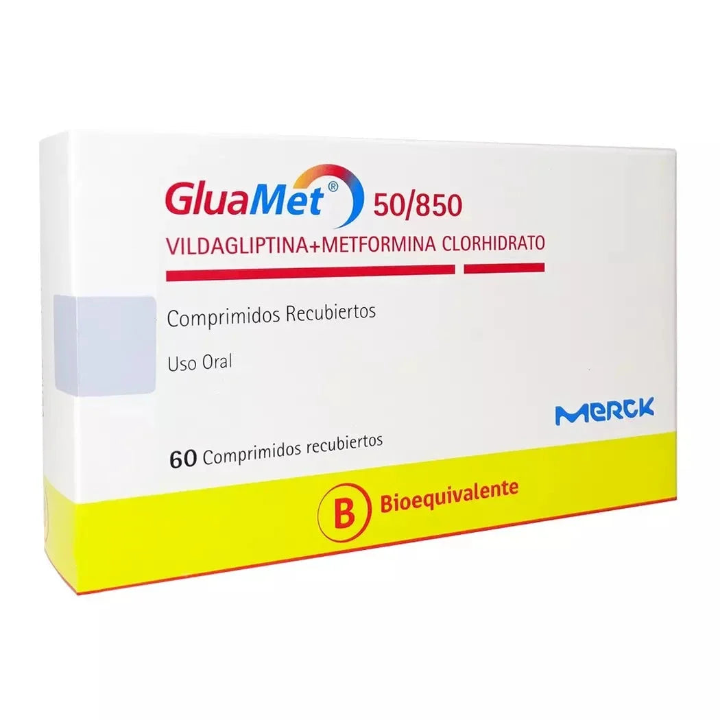 GluaMet 50/850 mg x 60 Comprimidos Recubiertos.