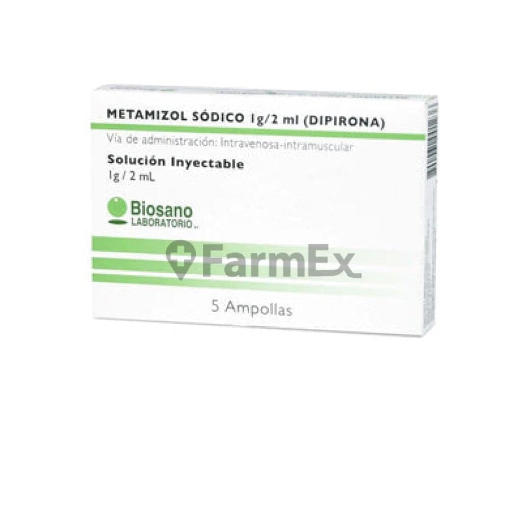 Metamizol Sódico Solución Inyectable 1g / 2 mL x 5 ampollas Farmex-Pluxee-Persistente