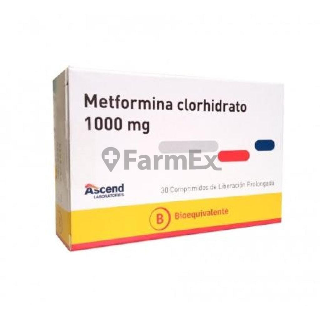 Metformina Lp 1000 mg x 30 comprimidos Farmex-Fonasa-Persistente