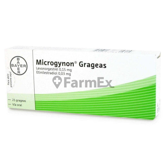 Microgynon 0,15 mg / 0,03 mg x 21 Grageas Farmex-VidaTres-Persistente