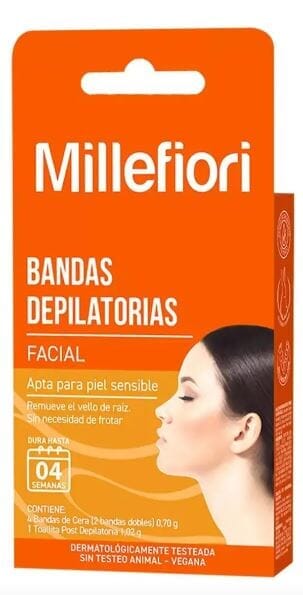 Millefiori Bandas Depilatorias Facial piel Sencible x 16 unidades Farmex-Pluxee-Persistente