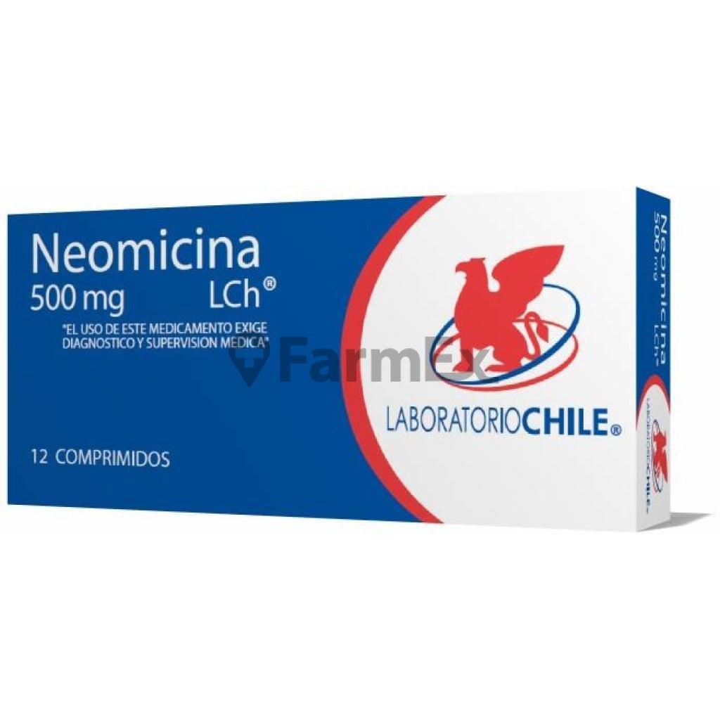 Neomicina 500 mg x 12 comprimidos.