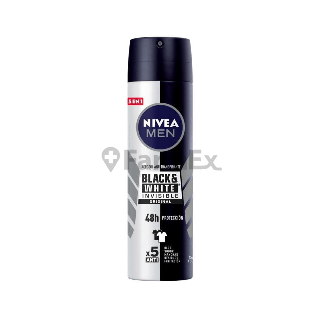 Nivea Aerosol Antitranspirante "Black & White" 48H x 150 mL Farmex-Pluxee-Persistente