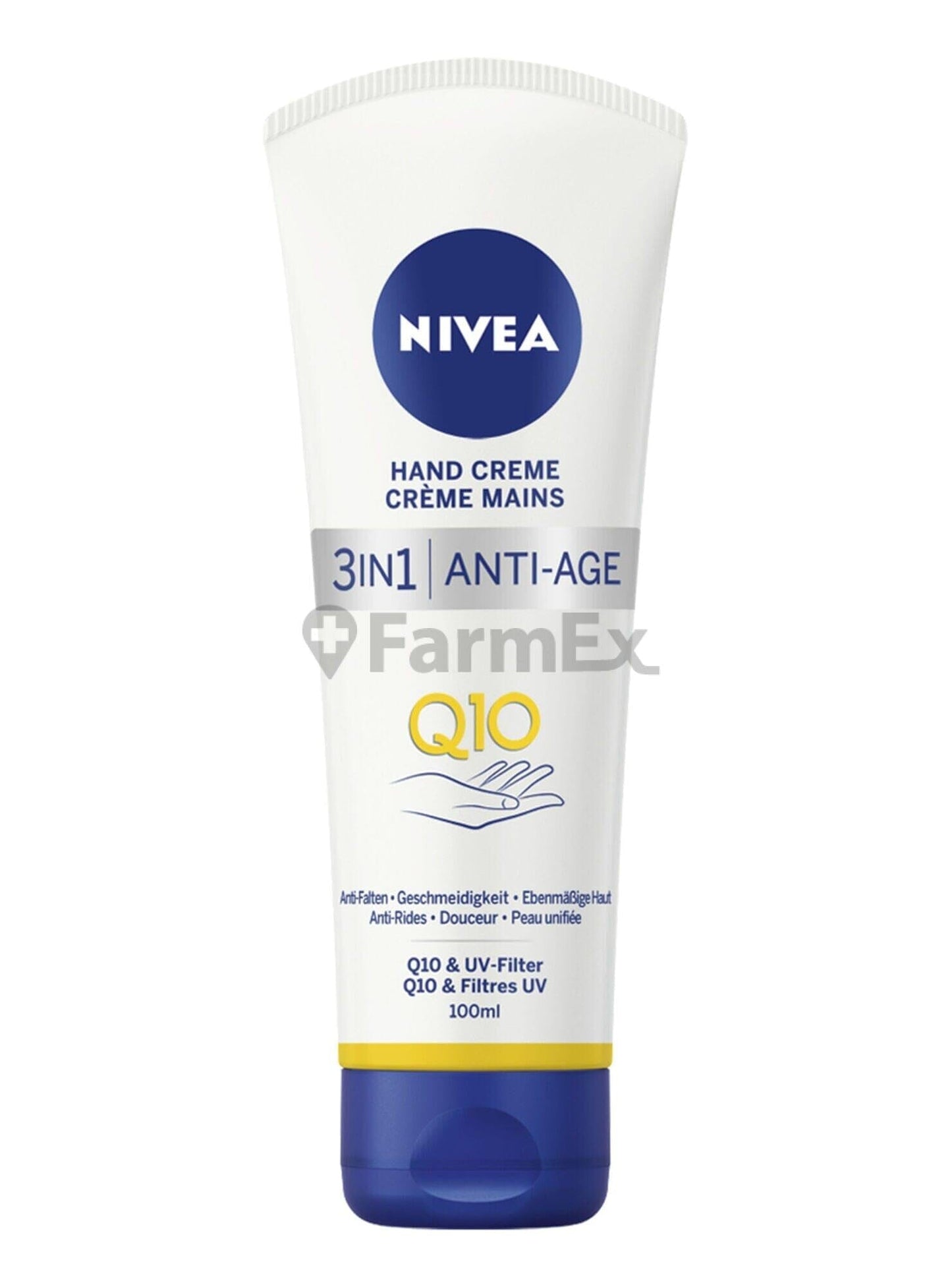 Nivea Crema de manos "3 en 1 Q10 Anti-edad" x 100 mL Farmex-Pluxee-Persistente