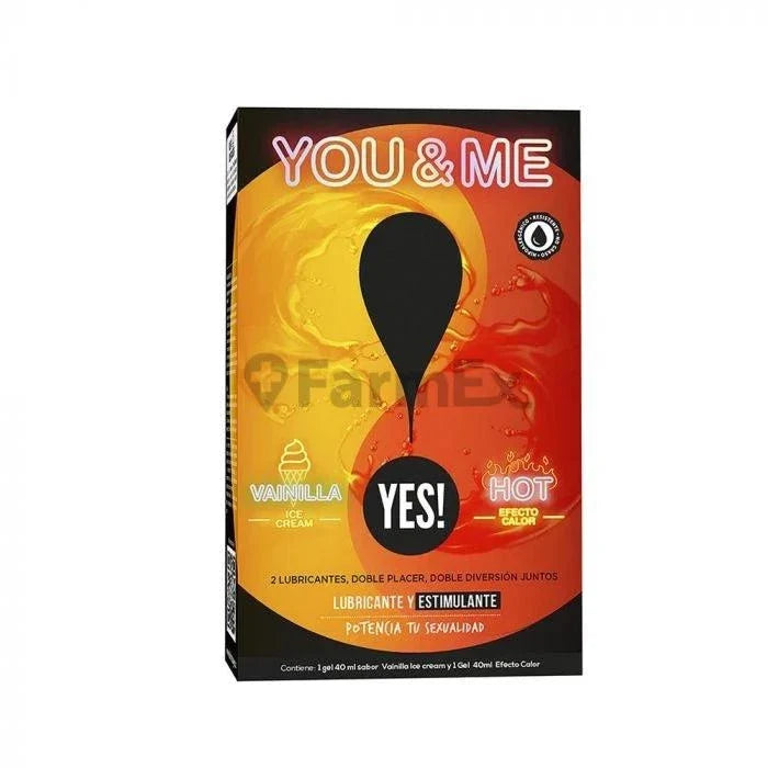 Pack Lubricante Yes! "You & Me" Vainilla / Hot x 40 ml c/u.