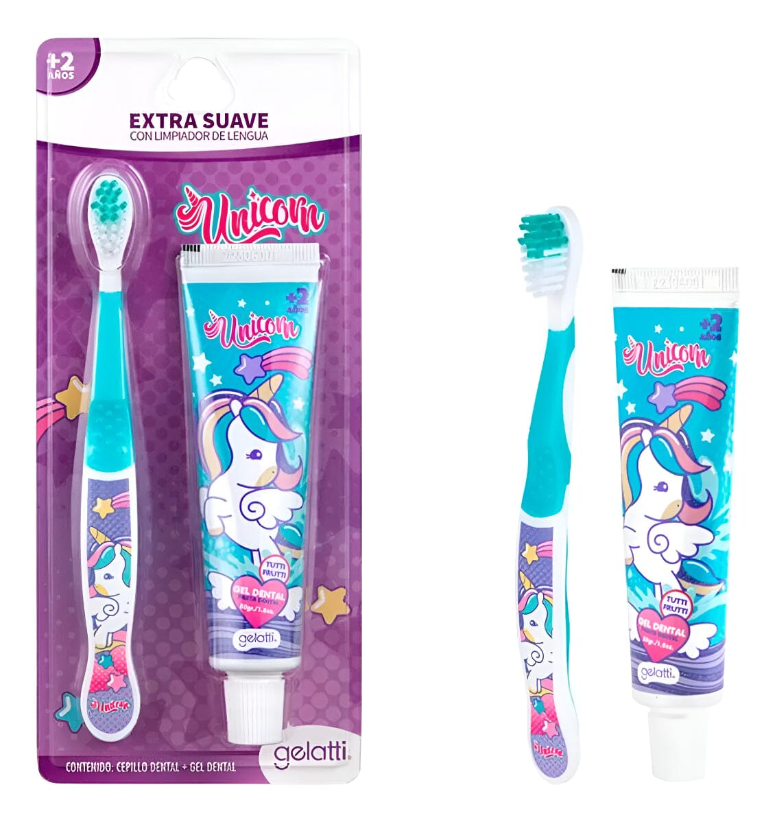 Pack Pasta dental + Gel dental "unicorn" Niña Gelatti