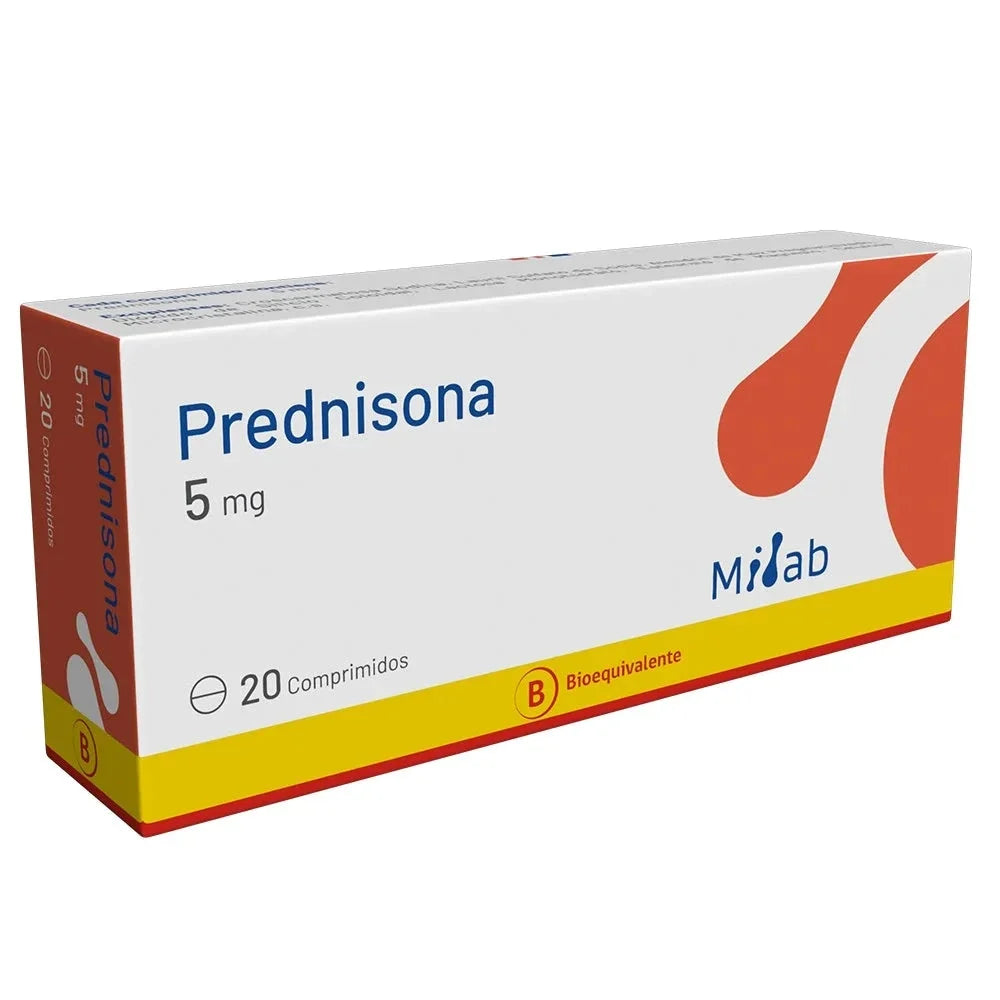 Prednisona 5 mg x 20 comprimidos.