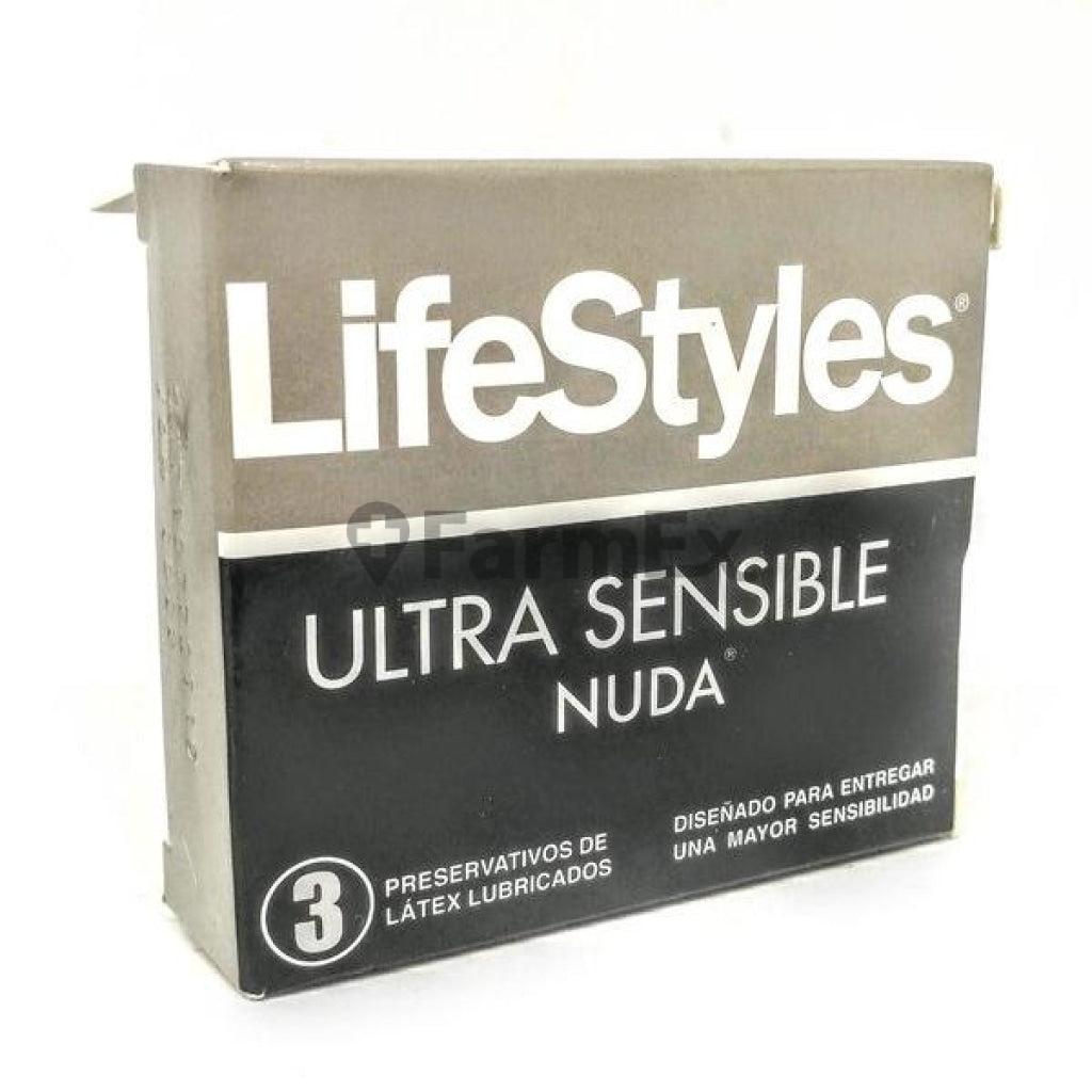 Preservativos LifeStyles Nuda Ultra Sensible x 3 unid (Prater).