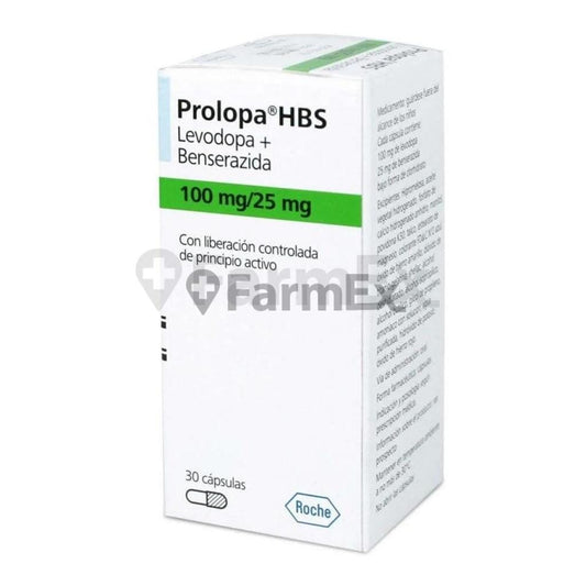 Prolopa 100 mg / 25 mg Liberación prolongada x 30 capsulas "Ley Cenabast" Farmex-MiaHealth-Persistente