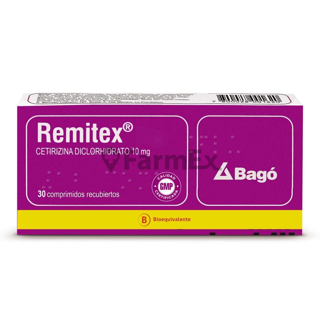 Remitex 10 mg x 30 comprimidos.