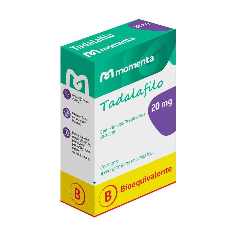 Tadalafilo 20 mg x 4 comprimidos.