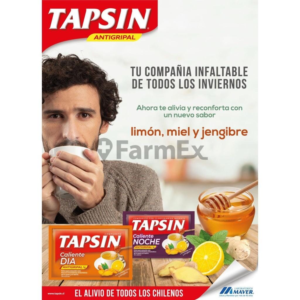 Tapsin Día Polvo - Sabor Limón, Miel y Jengibre - Sobre de 5 g x (1 sobre) Farmex-Pluxee-Persistente