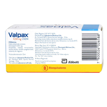 Valpax 0,5 mg x 30 comprimidos (Venta solo en sucursal) ABBOTT