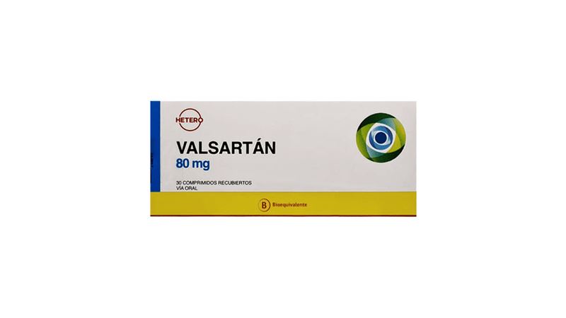 Valsartán 80 mg x 30 comprimidos recubiertos.