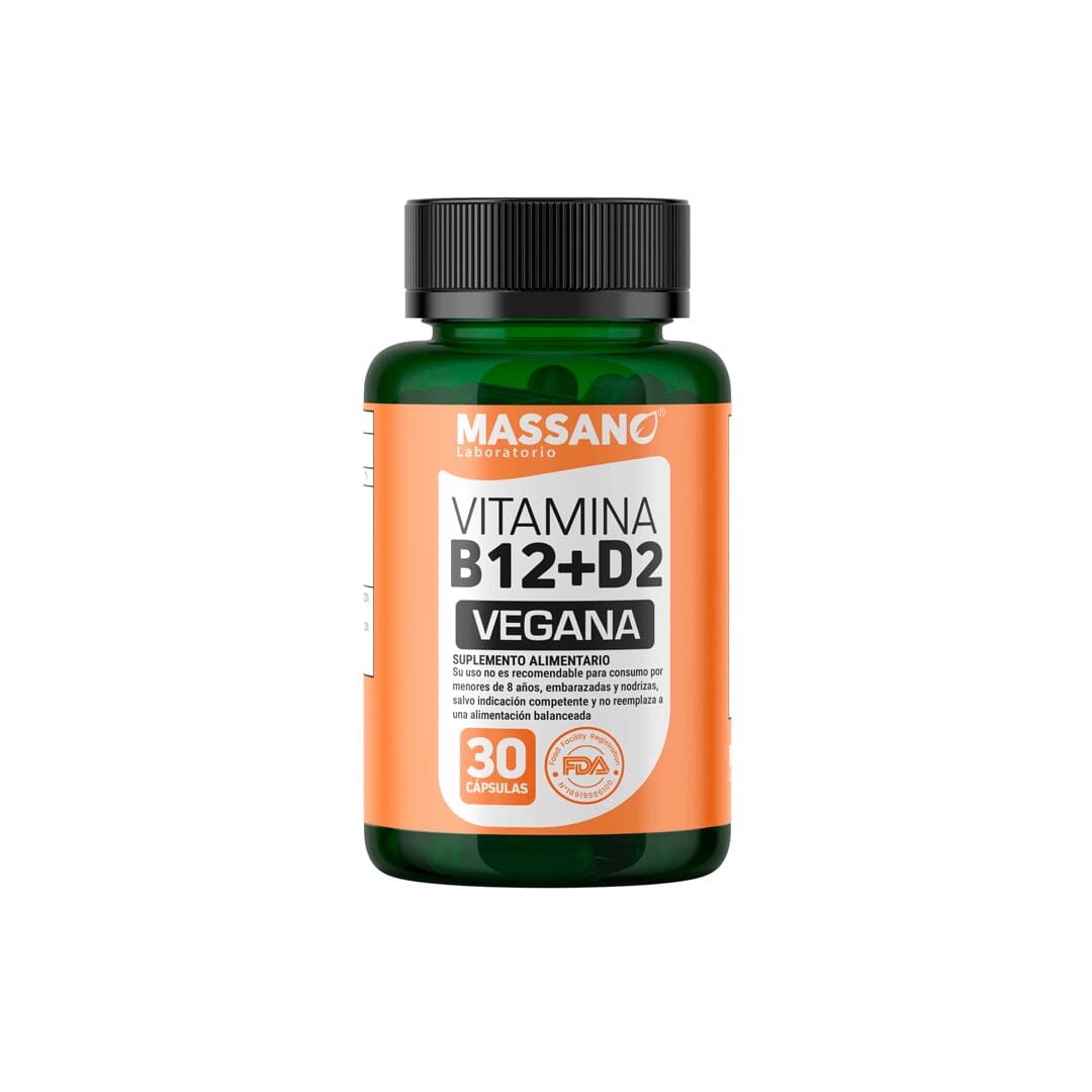 Vitamina B12+D2 Vegana x 30 cápsulas Massano