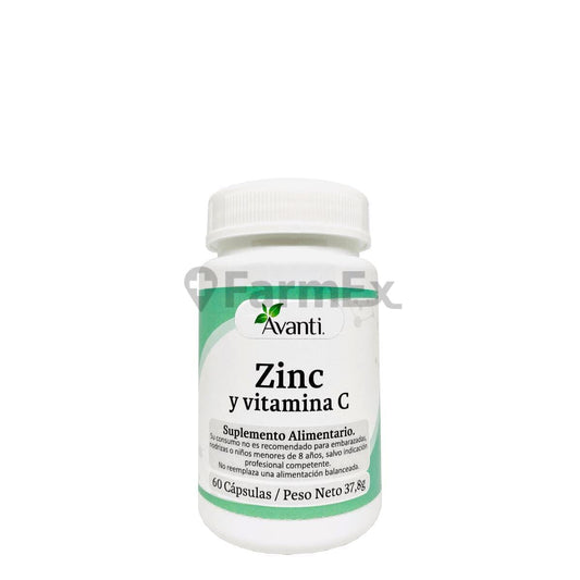 Zinc + Vitamina C x 60 cápsulas Farmex-MiaHealth-Persistente