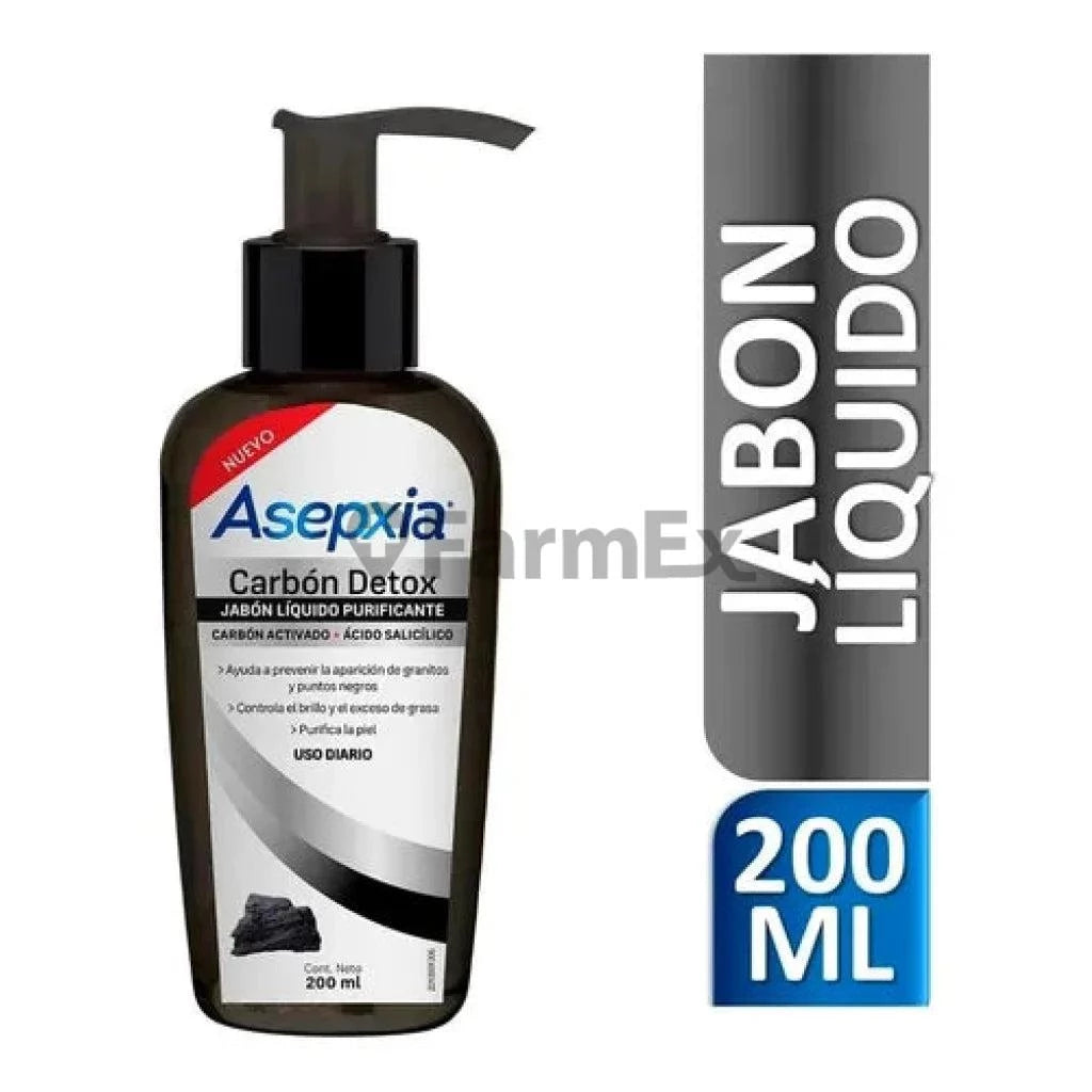 Asepxia Carbón Detox "Jabón Líquido Purificante" Carbón x 200 ml asepxia
