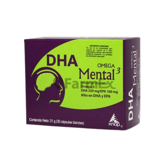 DHA Mental Omega 3 250 mg / 100 mg x 30 cápsulas LAB. KNOP