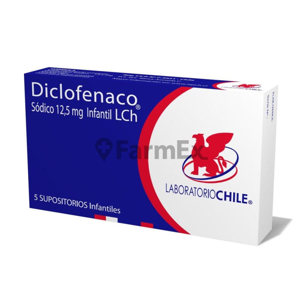 Diclofenaco Sódico 12,5 mg. x 5 Supositorios LAB. CHILE