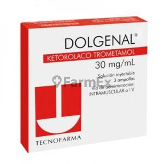 Dolgenal 30 mg. x 3 Ampollas TECNOFARMA