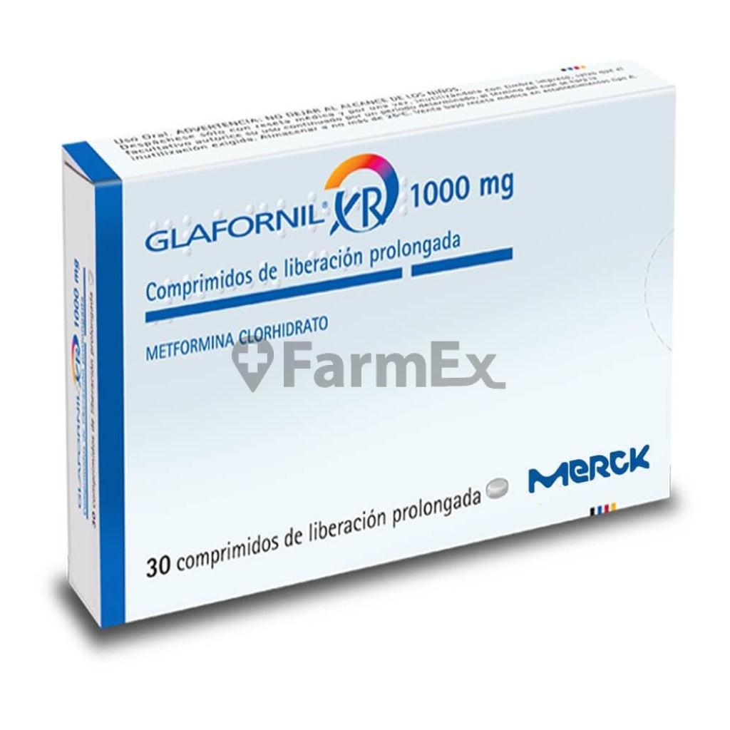 Glafornil® XR Metformina1000 mg. x 30 Comprimidos de Liberacion Prolongada MERCK 