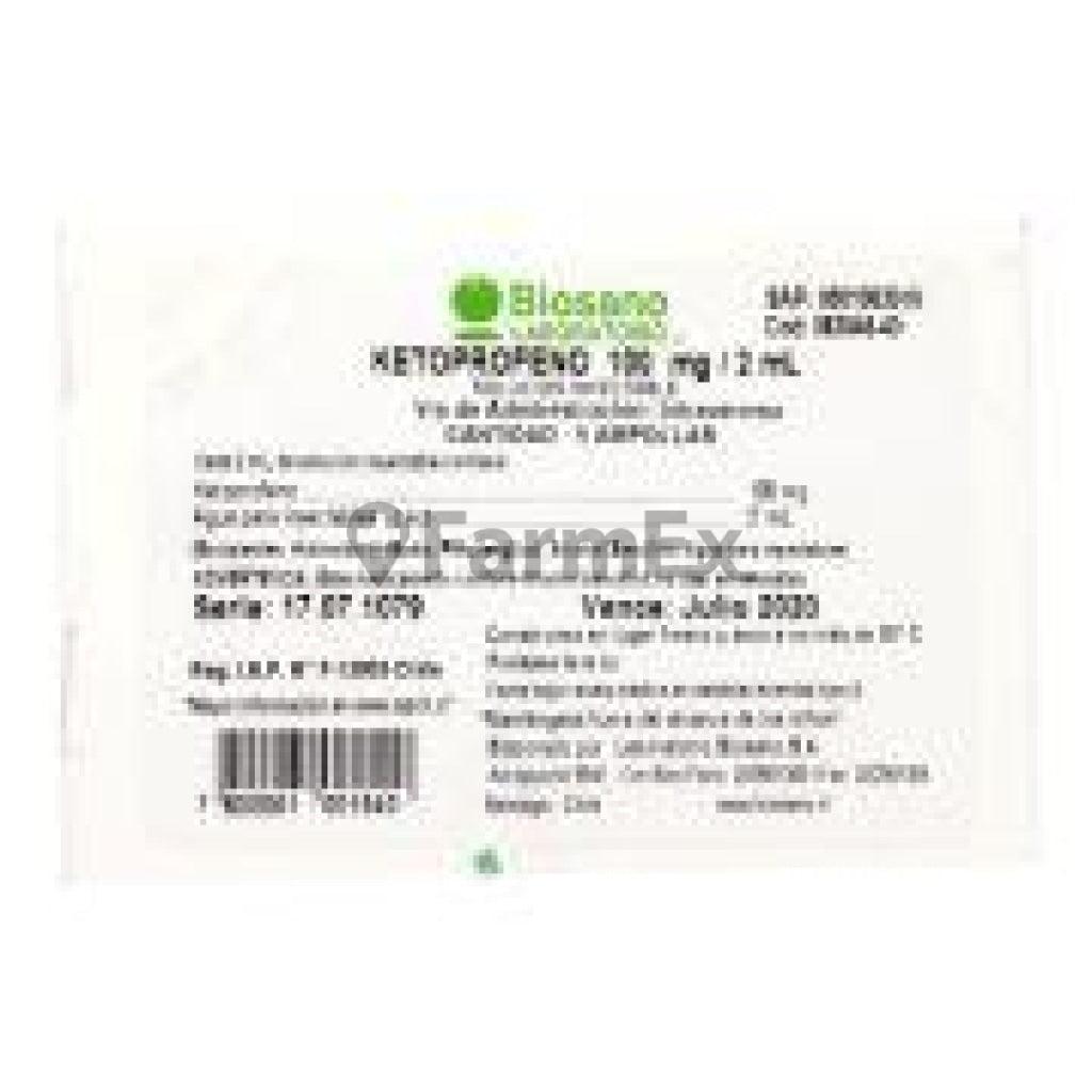 Ketoprofeno 100 mg/2 ml. x 5 Ampollas BIOSANO