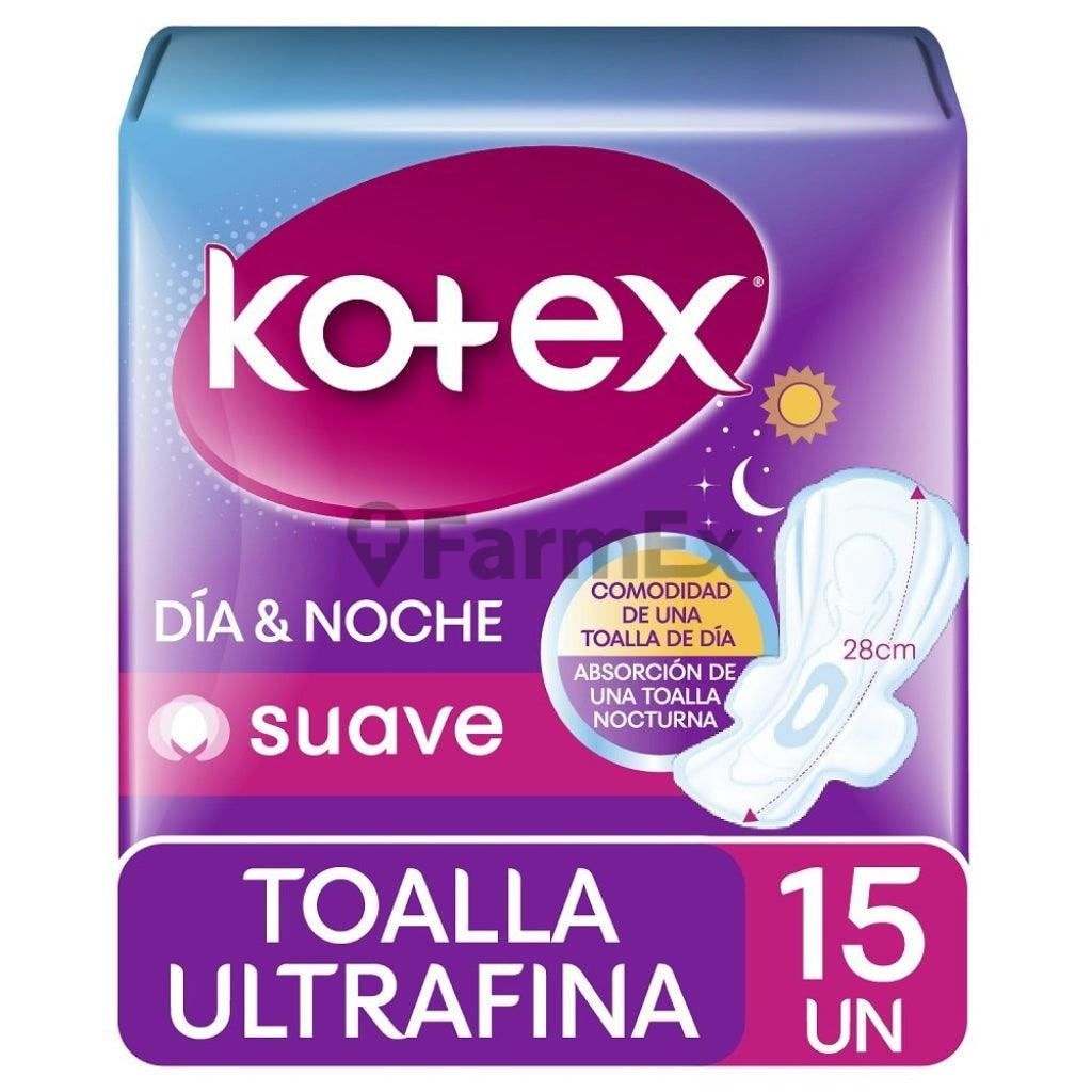 Kotex Día & Noche Ultrafina x 15 toallas kimberly